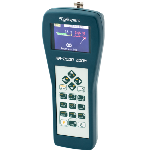 RigExpert AA-2000 ZOOM — Аналізатор антен і кабелів (0,1–2000 МГц, Bluetooth, USB)